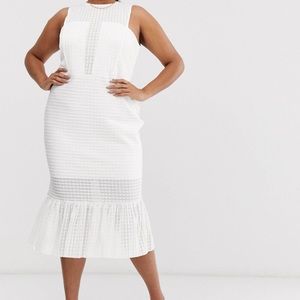ASOS Curve Drop stitch lace pep hem midi dress